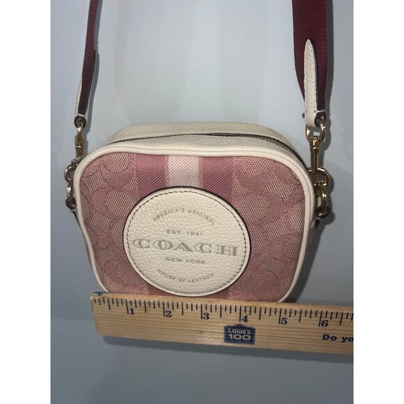Coach Mini Dempsey Camera Bag – Signature Jacquard, Pink Stripe, Crossbody Purse - Picture 5 of 15